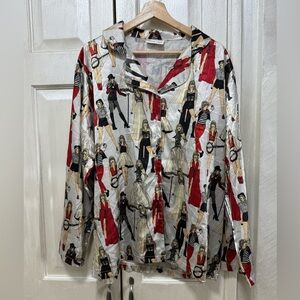 Taylor Swift Red Eras Women M Pajamas Top Long Sleeve Buttons Front